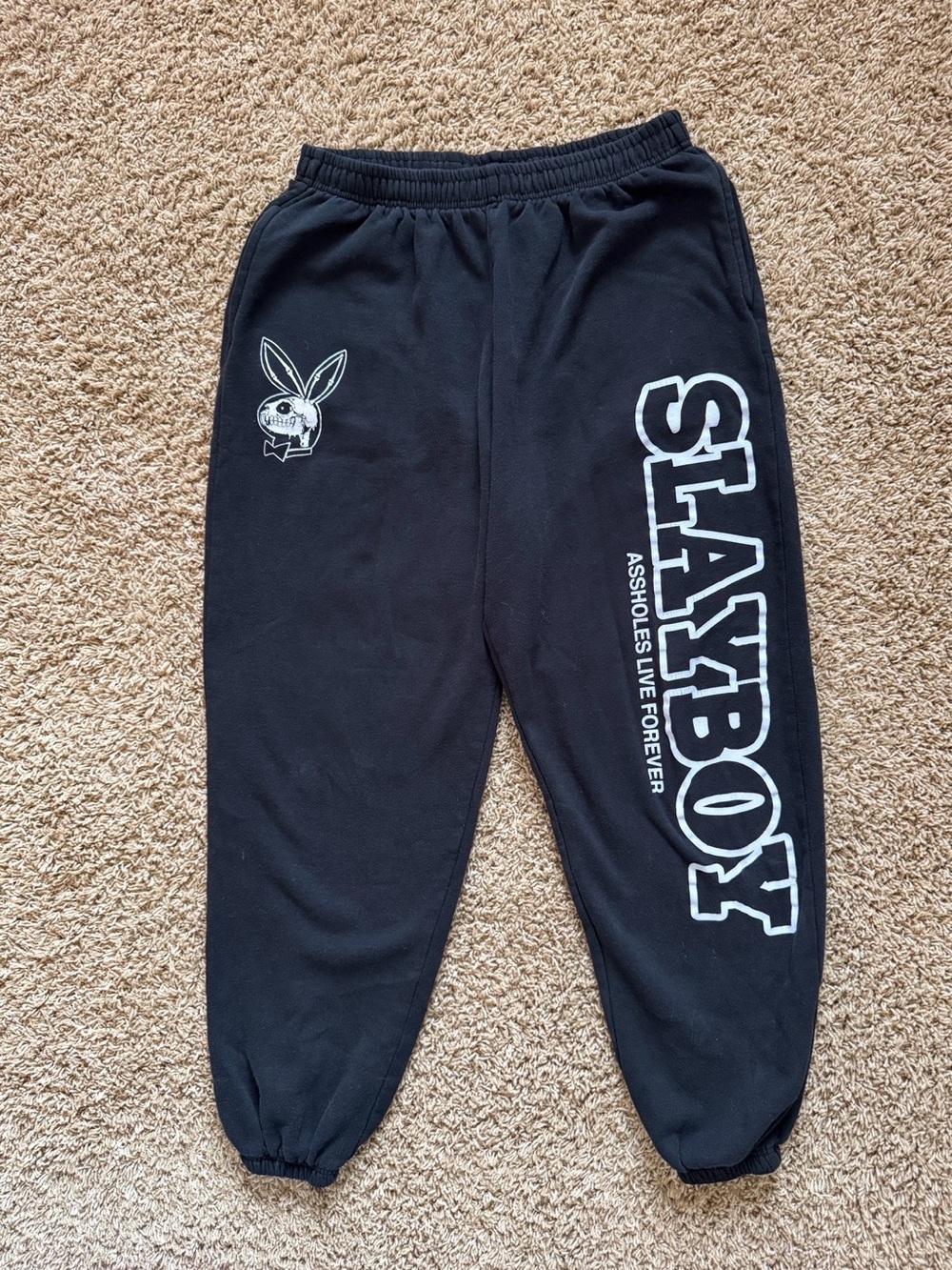 Black SLAYBOY Assholes Live Forever Jogger Pants